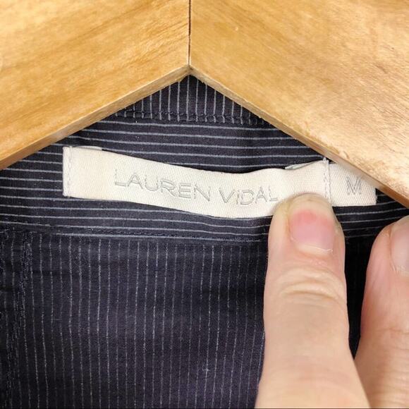 Lauren Vidal Purple Asymmetrical Striped Full Zip Lagenlook Minimalist Jacket M - Picture 9 of 16